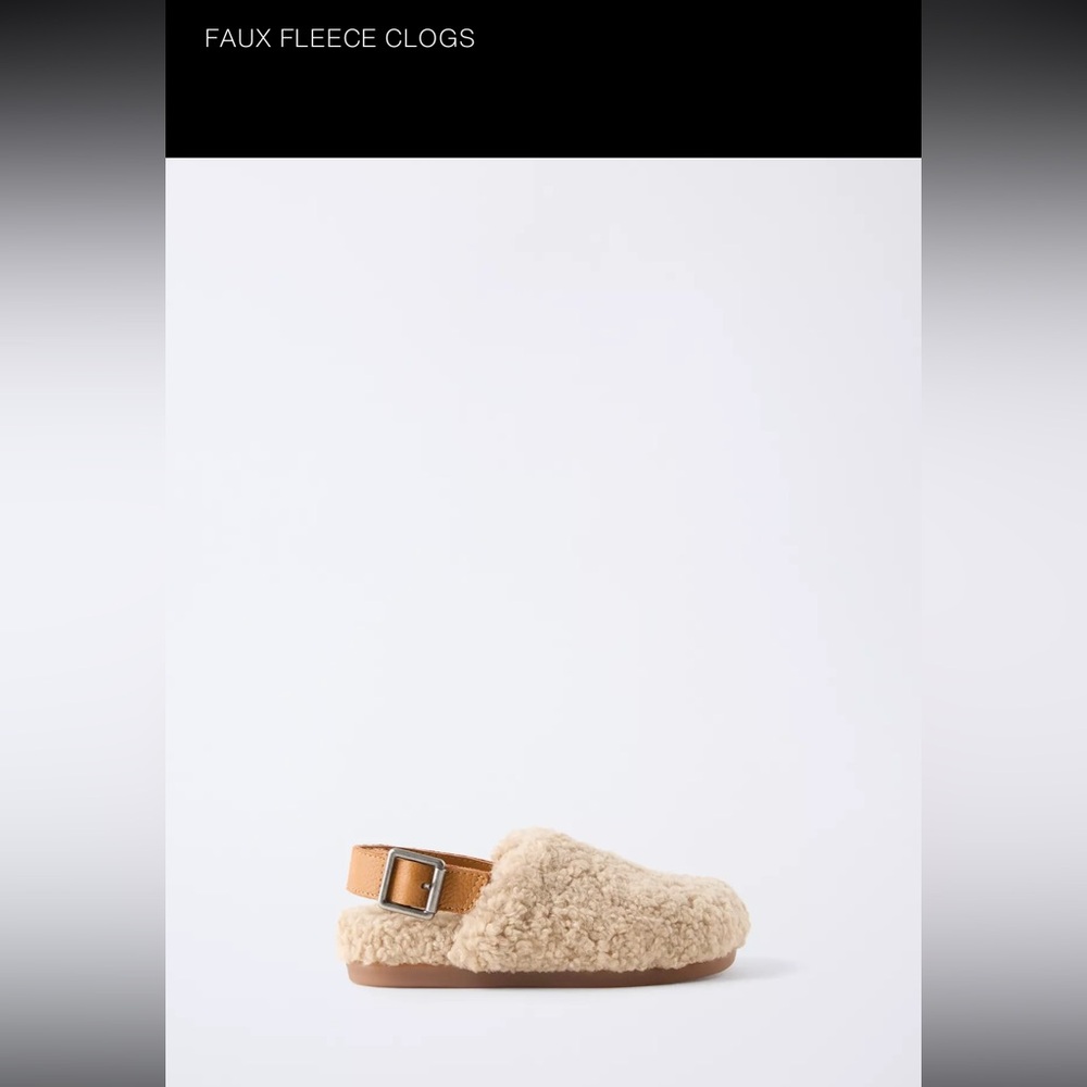 Zara girls faux fleece clogs in size 27 (US size 10).  Gently worn.